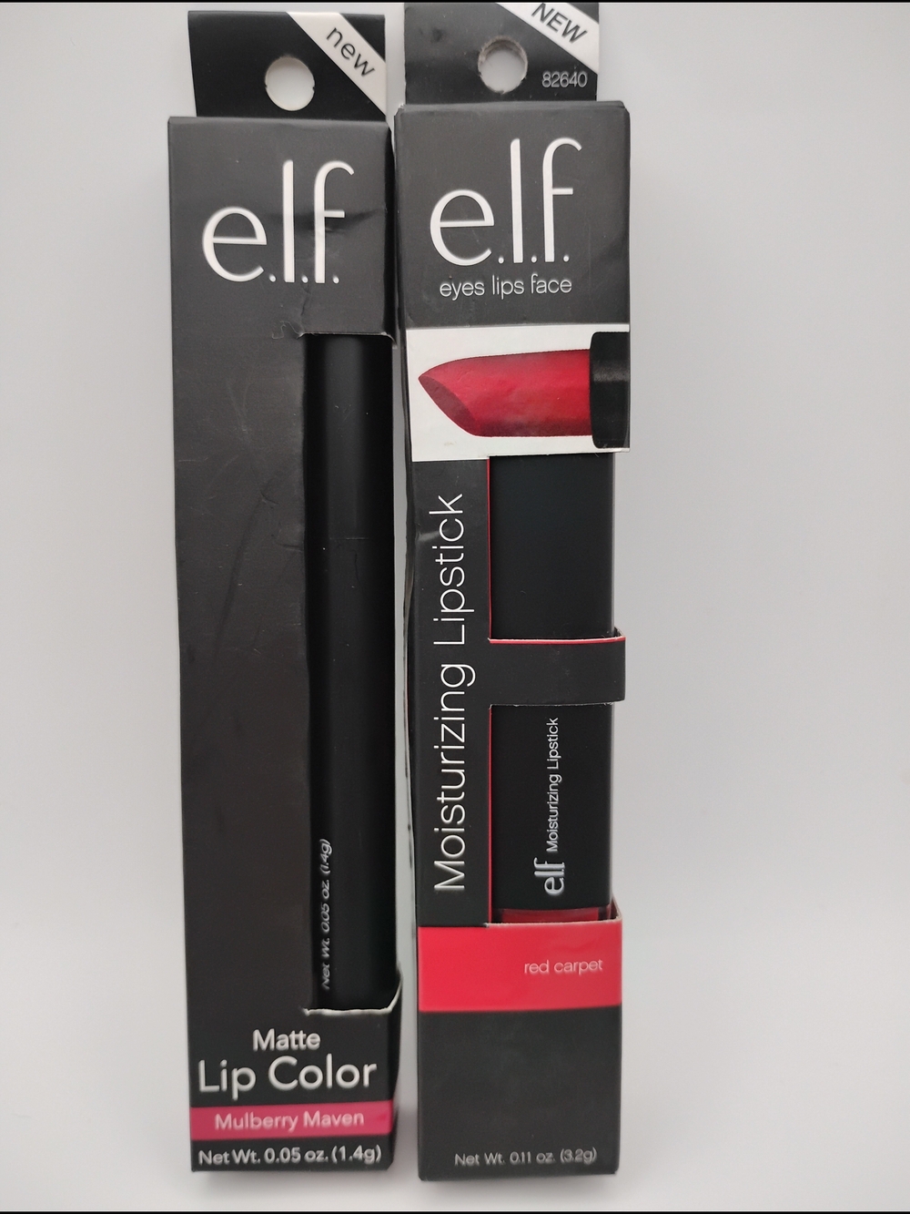 e.l.f. Moisturizing Lipstick-Red Carpet & e.l.f Matte Lip Color-Mulberry Maven